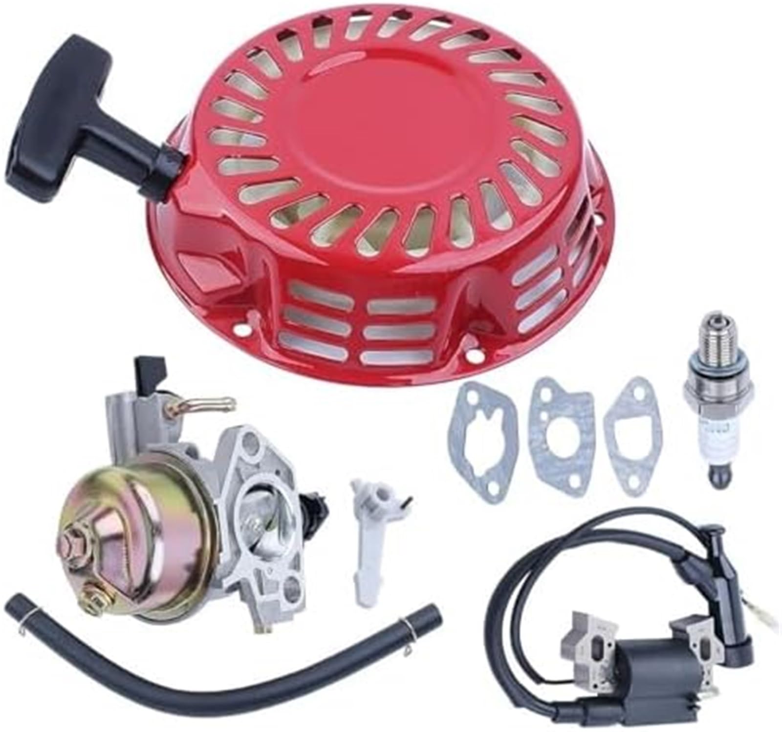 Cable Choke Carburador Bobina de encendido, para Gx160 Gx200 5.5Hp 6. Junta de arranque de retroceso Kit de bujías Motor de cortacésped Mezclador de combustible para tractor de jardín