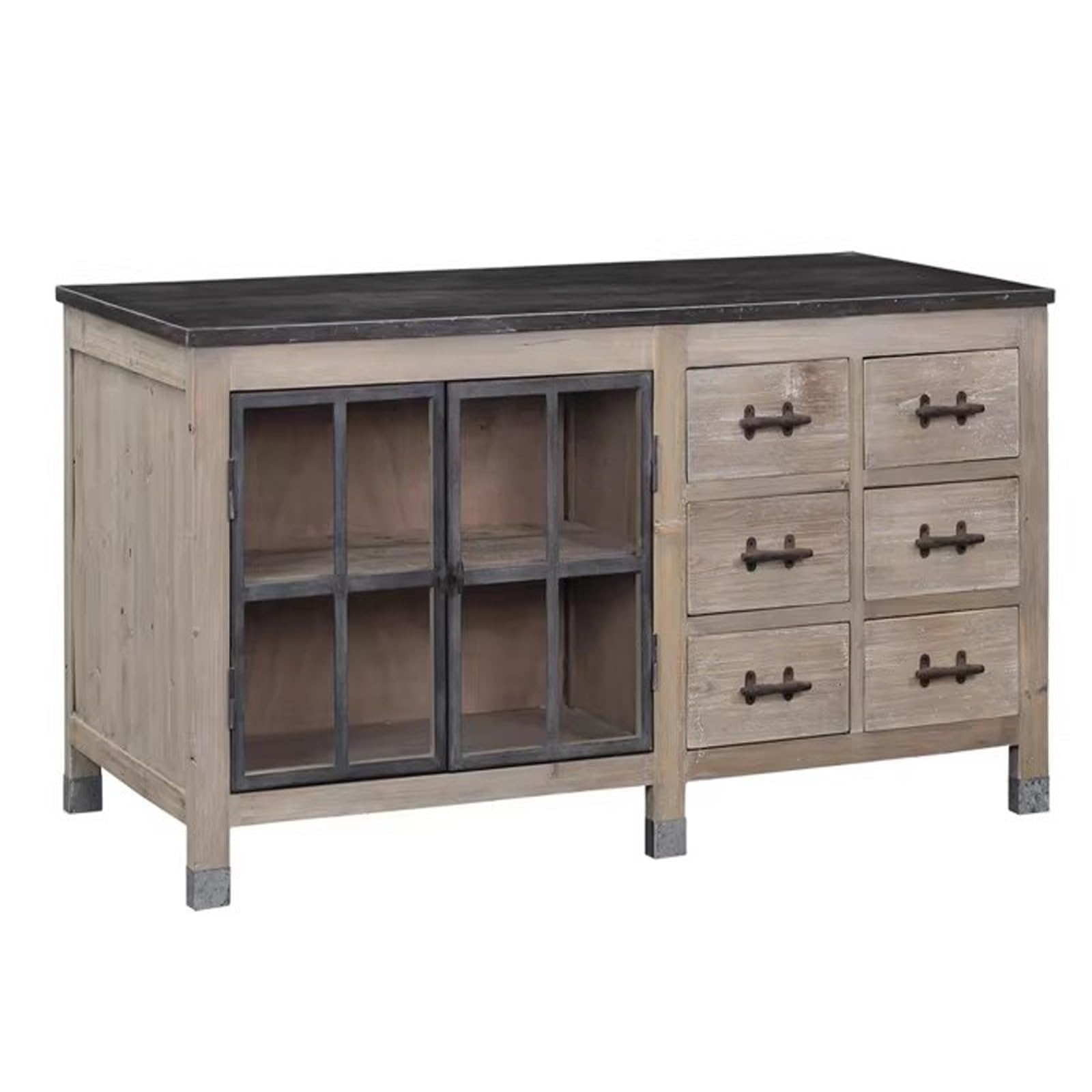 Unité d'îlot de Cuisine Buffet Buffet en Bois avec Portes, tiroirs et étagères, îlot de Cuisine Ferme Rustique