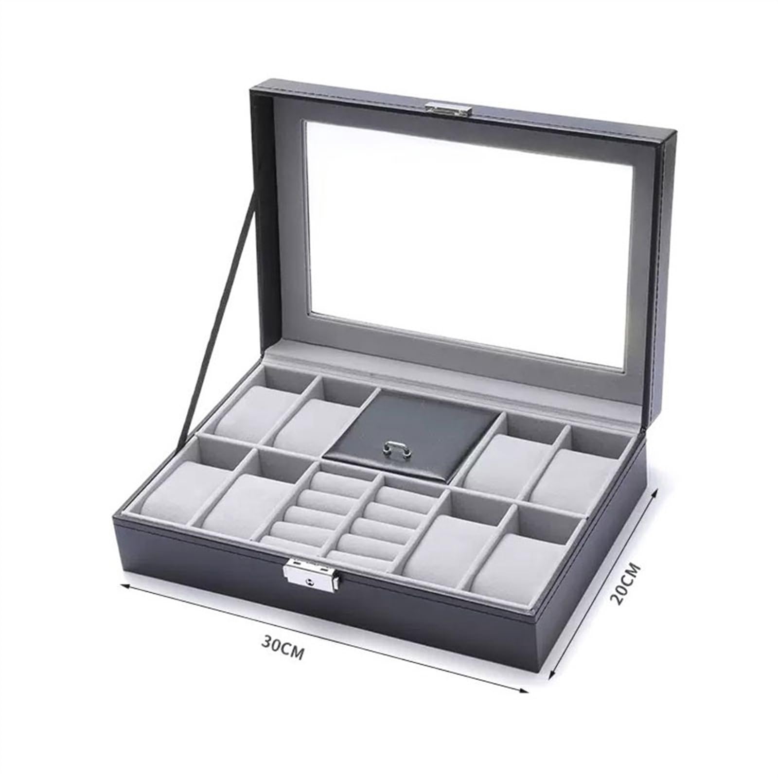 XBTGS Uhren-Display-Box, multifunktionale Schmuck-Aufbewahrungsbox, Ringuhren-Aufbewahrungsbox, Leder-Uhrenständer, Schmuck-Display-Box, Uhrengehäuse für Herren