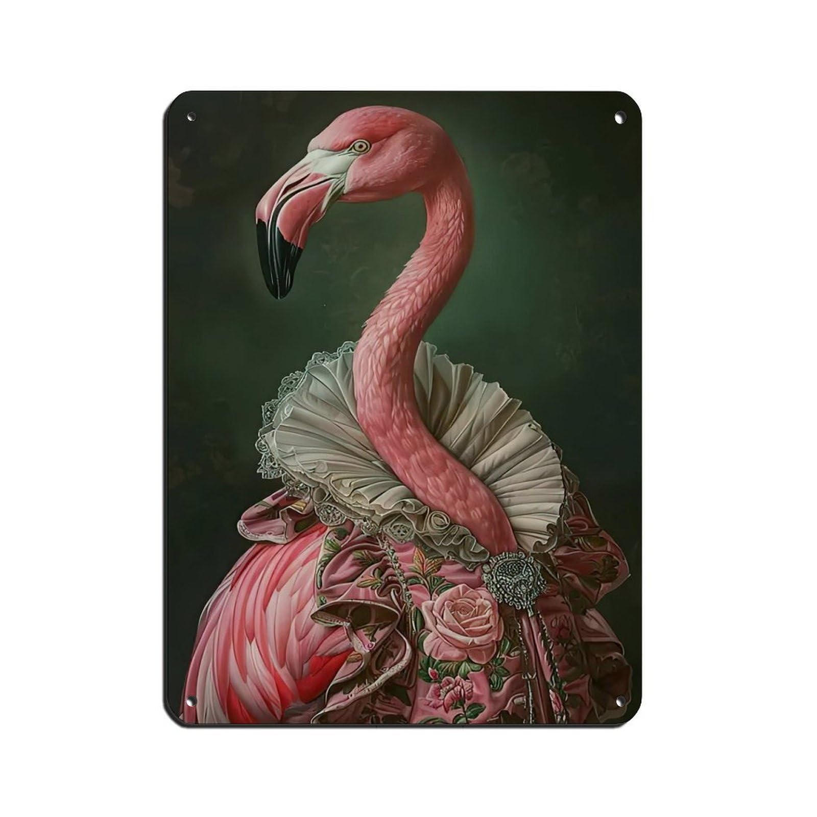 Vintage Renaissance Flamingo Painting Poster Retro Poster Metal Tin Sign Chic Art Retro Iron Painting Bar People Cave Cafe Family Garage Poster Wall Decoration 12x16inch(30x40cm)