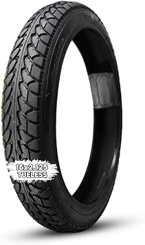 16x2.125 Tubeless Tire for Ebike | 57-305 16 x 2.125 Tire for Electric Scooter | 16 Inch Tire for Replacement Folding Electric Bike Tire
