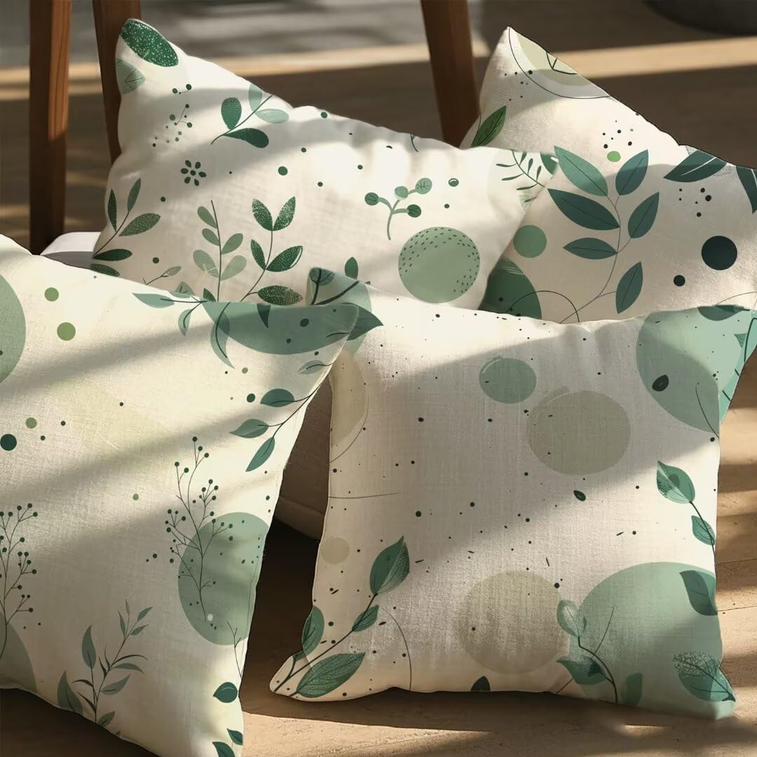 Fundas Cojines 80x80 cm Exterior Cojines Cian Fundas de Almohada Juego de 4, Cuadrados Funda Cojin Verde Almohadas con Cremallera, Sofa Cama Decorativos para Hogar, Jardín, Salón y Dormitorio Ym429