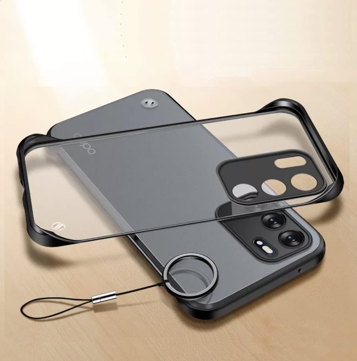 REALCASE Oppo Reno 6 5G Back Cover Case | Stylish Frameless Matte Hard Back Skin | Soft TPU Shock Proof Bumper Back Cover for Oppo Reno 6 5G (F-Black)