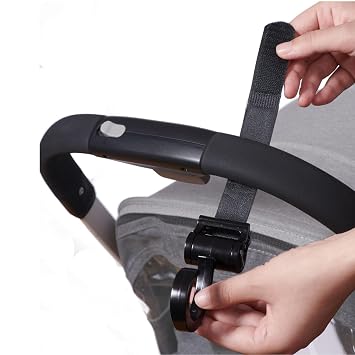 SUNVENO Stroller Hooks 2 Pack, 360 Rotating Universal Stroller Clips with Adjustable Straps, Heavy Duty Bag Holders for Diaper Bags, Purses, Groceries and Travel Use