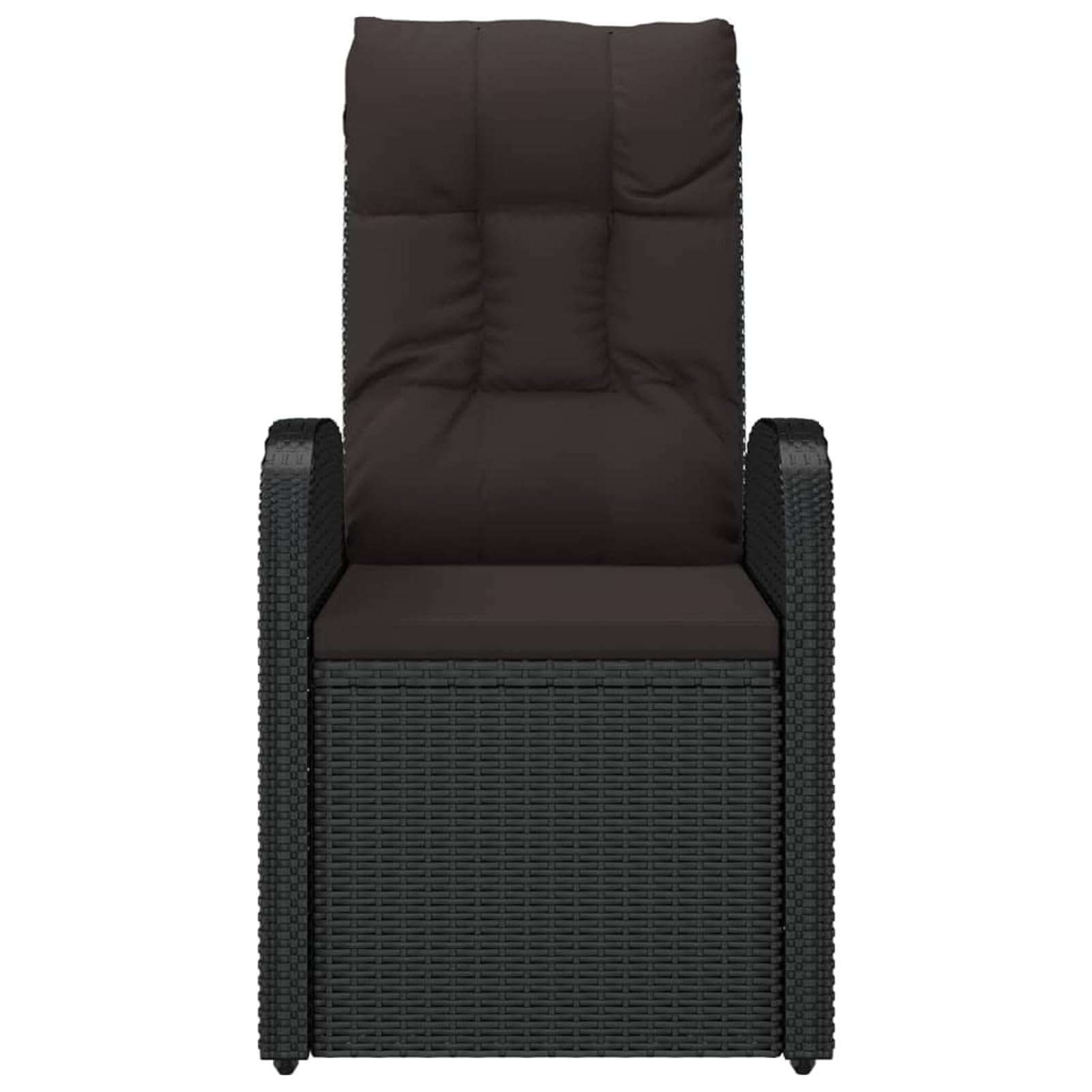 IKAYAA Conjunto de 2 Sillones de Ratán con Cojines, Sillón Reclinable Jardín, Muebles Jardín Exterior, Resistentes a la Intemperie, Sillones para Terraza, Butaca Patio, Negro