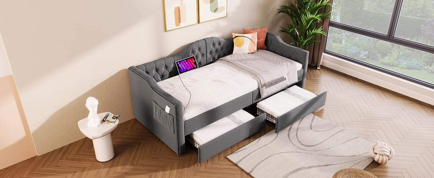Fasba Diván con Almacenamiento Integrado y Puerto USB, Ideal para Habitaciones pequeñas y familias Modelo FCLYD-AB20424344G