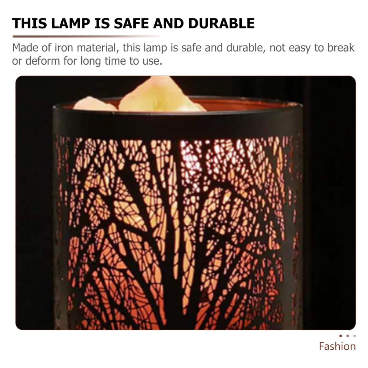Veilleuse Lampe de Chevet Décorative en Sel, Fer Noir, avec Ampoules
