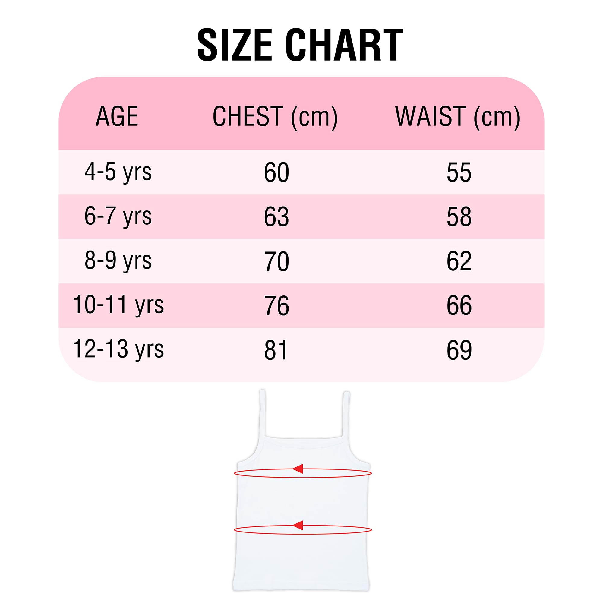 The Essentials Wardrobe Lot de 5 camisoles sans manches pour filles 100 % coton Taille 4-13 ans