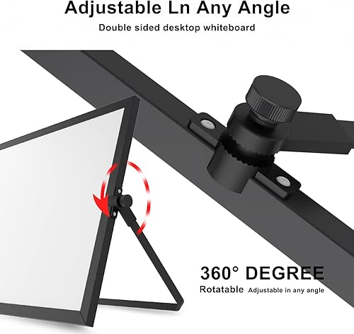 Miniatura 3 de OWill Pizarra blanca negra de borrado en seco, pizarra blanca magnética grande de 16 x 12 pulgadas con soporte, pizarra blanca magnética A3 y