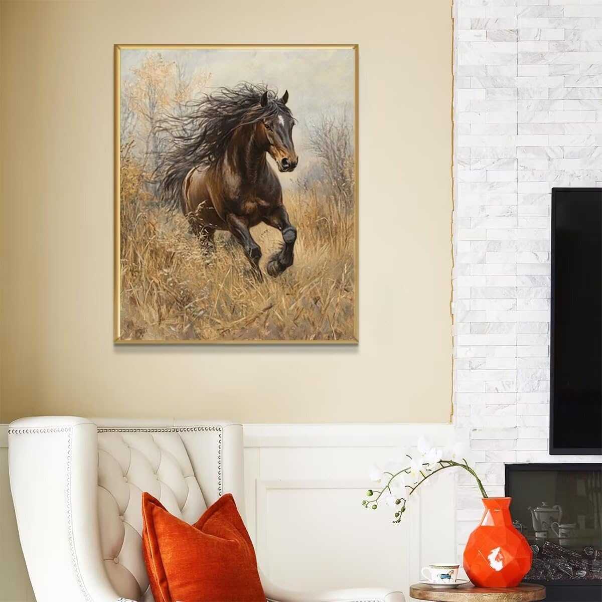Dipingere con i Numeri Animale, Paint by Numbers Adulti Cavallo, Fai da te Creativi Adulti Quadri da Dipingere Numerati Kit per Decorazione Della Parete di Casa, Regalo 70x95 cm Senza Cornice 01-B