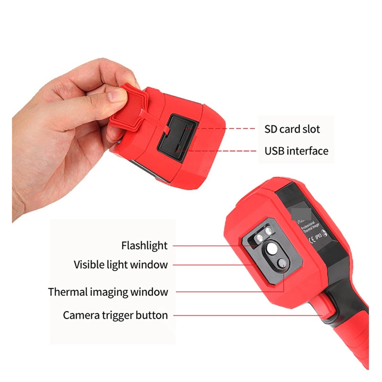 Cámara térmica Cámara termográfica infrarroja Resolución 256x192 Cámara infrarroja de Mano Industrial -20 a 550 ℃ Medición de Temperatura Diseño Compacto