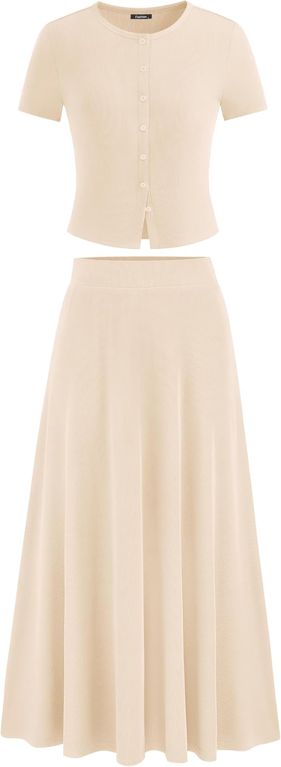 PrettyGarden Women 2 Piece Skirt Sets Summer Outfits Travel