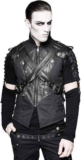 Amazon.com: Punk Rave - Chaleco de uniforme militar para hombre, estilo  gótico, vintage, cruzado, cinturón sin mangas, camiseta, XXL : Ropa,  Zapatos y Joyería