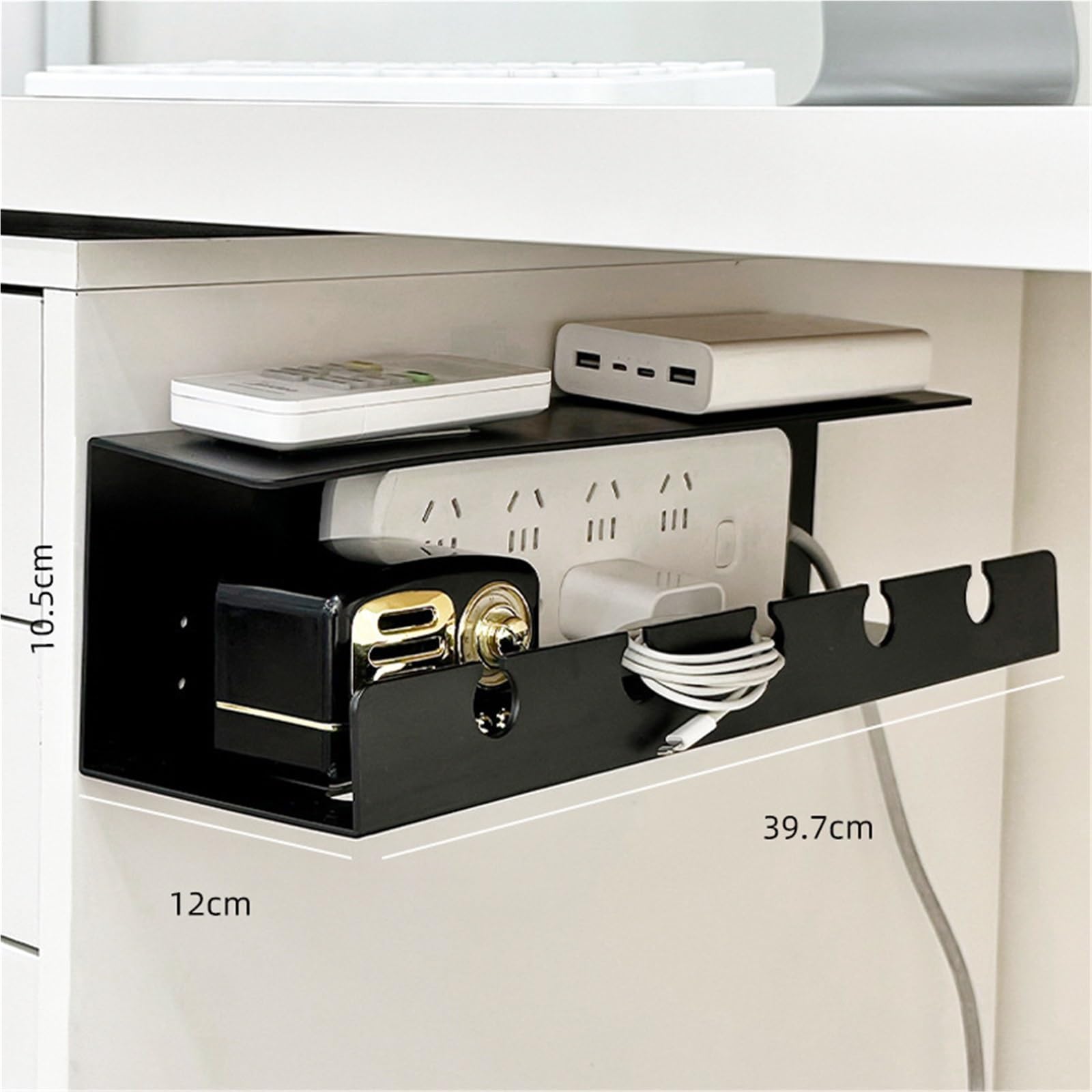 Vassoio for gestione cavi sotto scrivania grande da 1/2 confezione con supporto for protezione sovratensione, resistente, for ufficio domestico CPU Per Home Office e Postazioni Di Lavoro