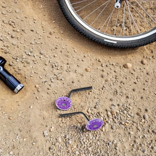 Set de Ruedas de Entrenamiento para Bicicleta con Estabilizadores Auxiliares Morados Destellantes, Ruedas Reemplazo Resistentes para Aprendizaje y Soporte de Equilibrio miniatura 7