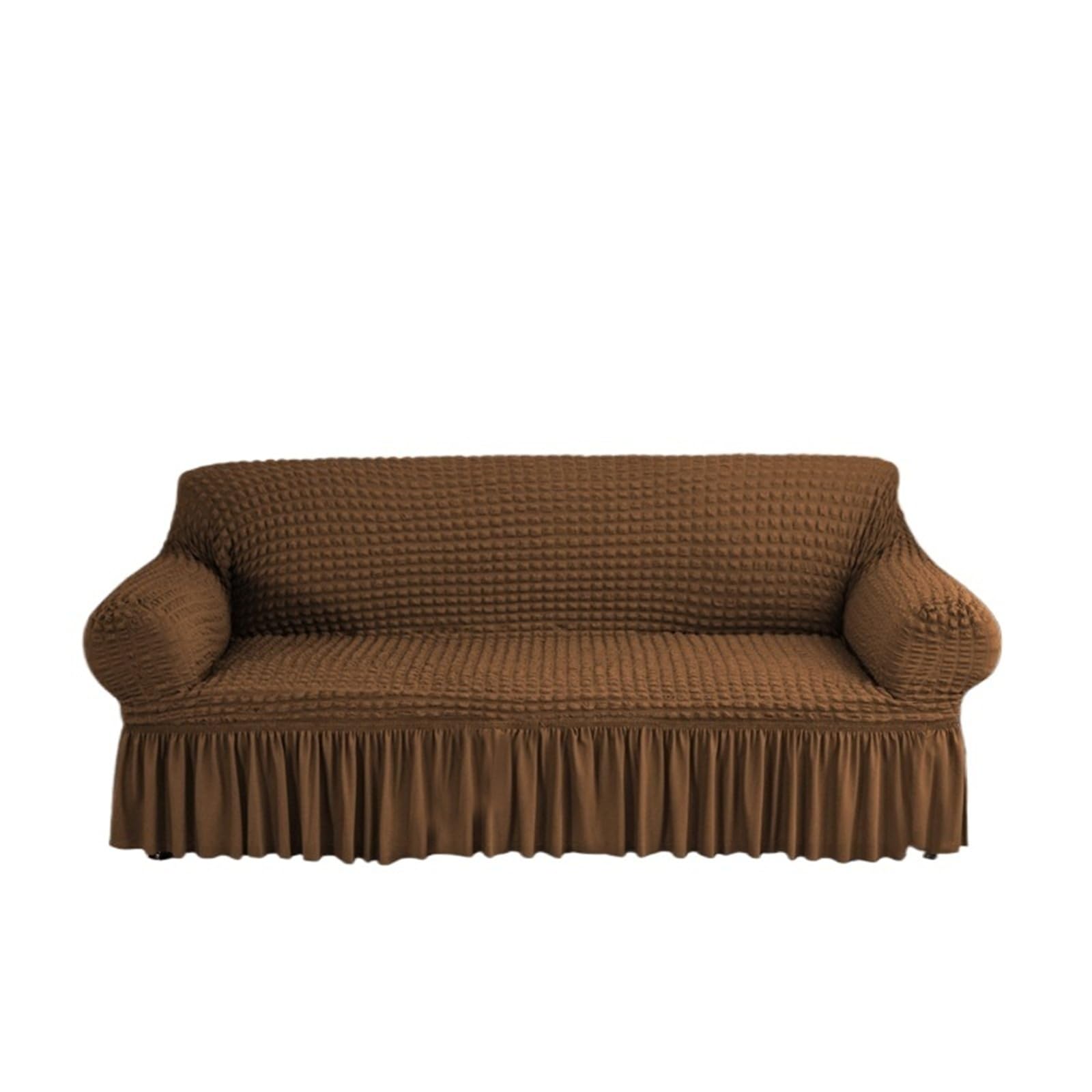 SUBLXPoten Sofa Cover with Skirt Sofa Slipcover with Skirt Easy Fitted for Living Room Couch Cover Washable Elastic(Brown,3-seater 170-230cm)