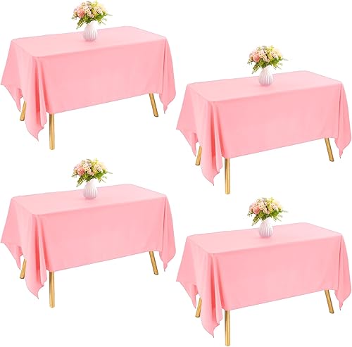 Paquete de 4 manteles rectangulares de poliéster lavables de 90 x 156 pulgadas, para decoración de bodas, mesas de comedor, bufé, fiestas, banquetes