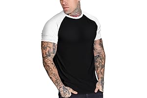 Mens Slim Fit Raglan Contrast Cotton Short Sleeve Baseball Jersey Tshirt