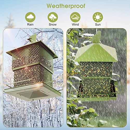 Bird Feeder For Outside Hanging Squirrel Proof Metal Wild Bird Feeder Retractable Outdoor Feeder With 6.2Lb Large Capacity For Cardinal, Blue Jay, Finch, Sparrow(Light Green) #TOP1