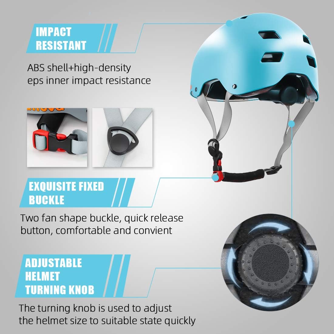 Skateboard Bike Helmet with Two Removable Liners Adjustable Ventilation for Multi-Sport Scooter Roller Skate Inline Skating,3 Sizes for Kids,Youth,Adult