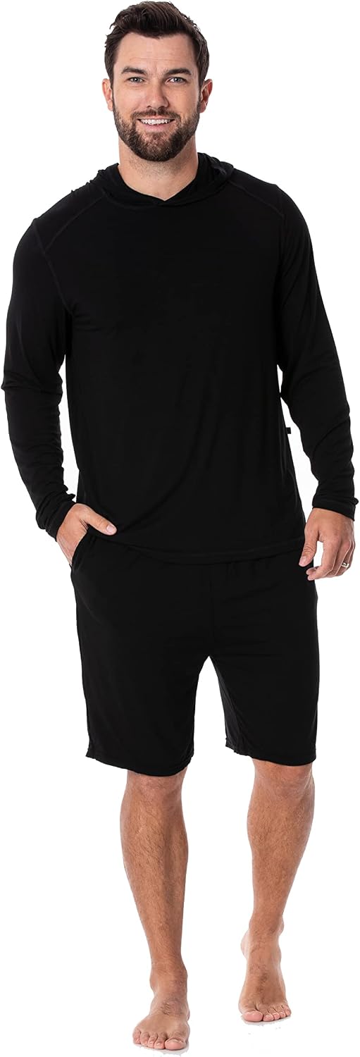 KICKEE Men’s Long Sleeve Hooded Tee, Ultra Soft Bamboo Viscose, All-Day Comfy Hoodie T-Shirt