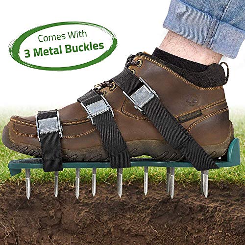 Shoes Pre-Assembled Heavy Duty Spiked Lawn Aerator for Aerating Your Lawn or Yard with Metal Buckles and Straps