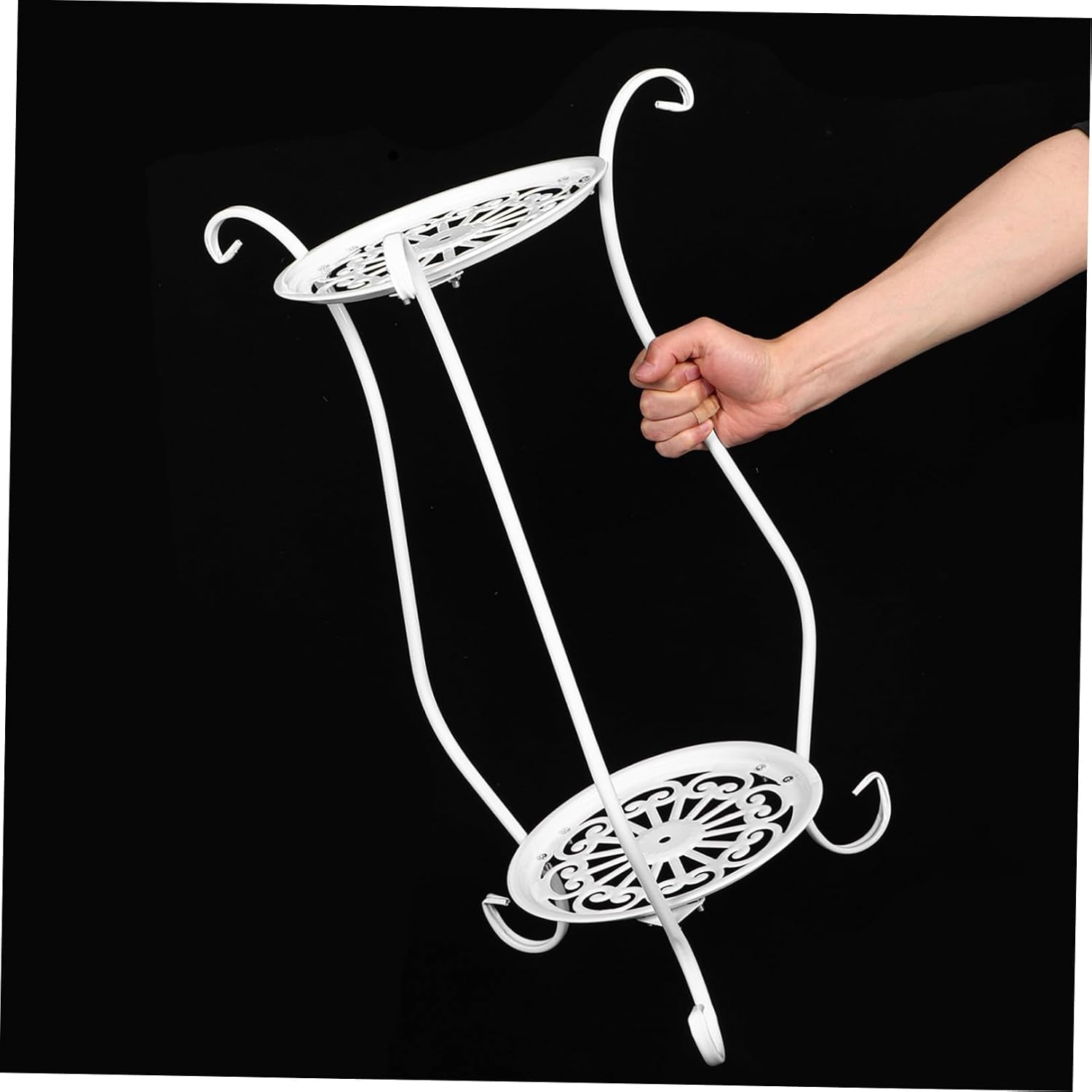 Toyvian Metal Birdbath Stand 23.6 Inch Iron Circular Two-level Base