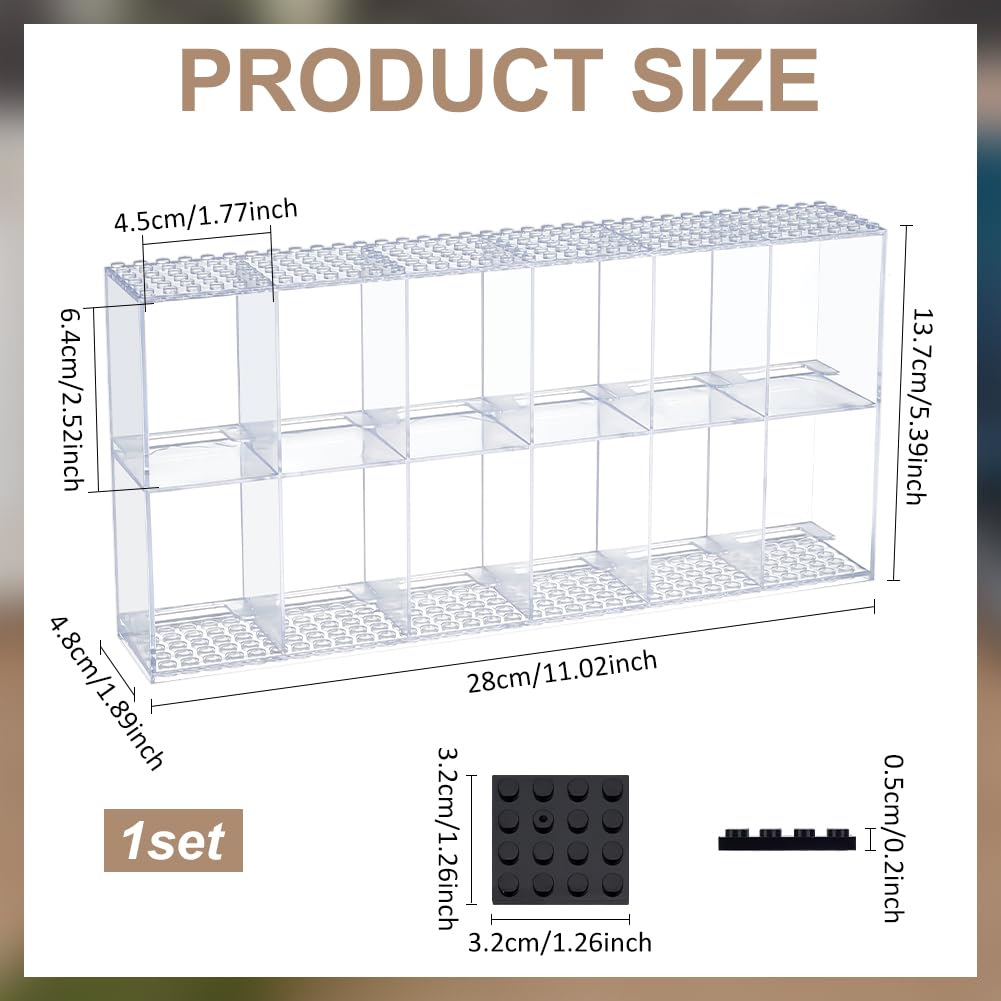 FINGERINSPIRE Espositore per Minifigure A 2 livello e 12 slot Espositore In Acrilico Trasparente con Base Nera Scatola di Presentazione per Minifigure Blocchi Da Costruzione Senza Coperchio