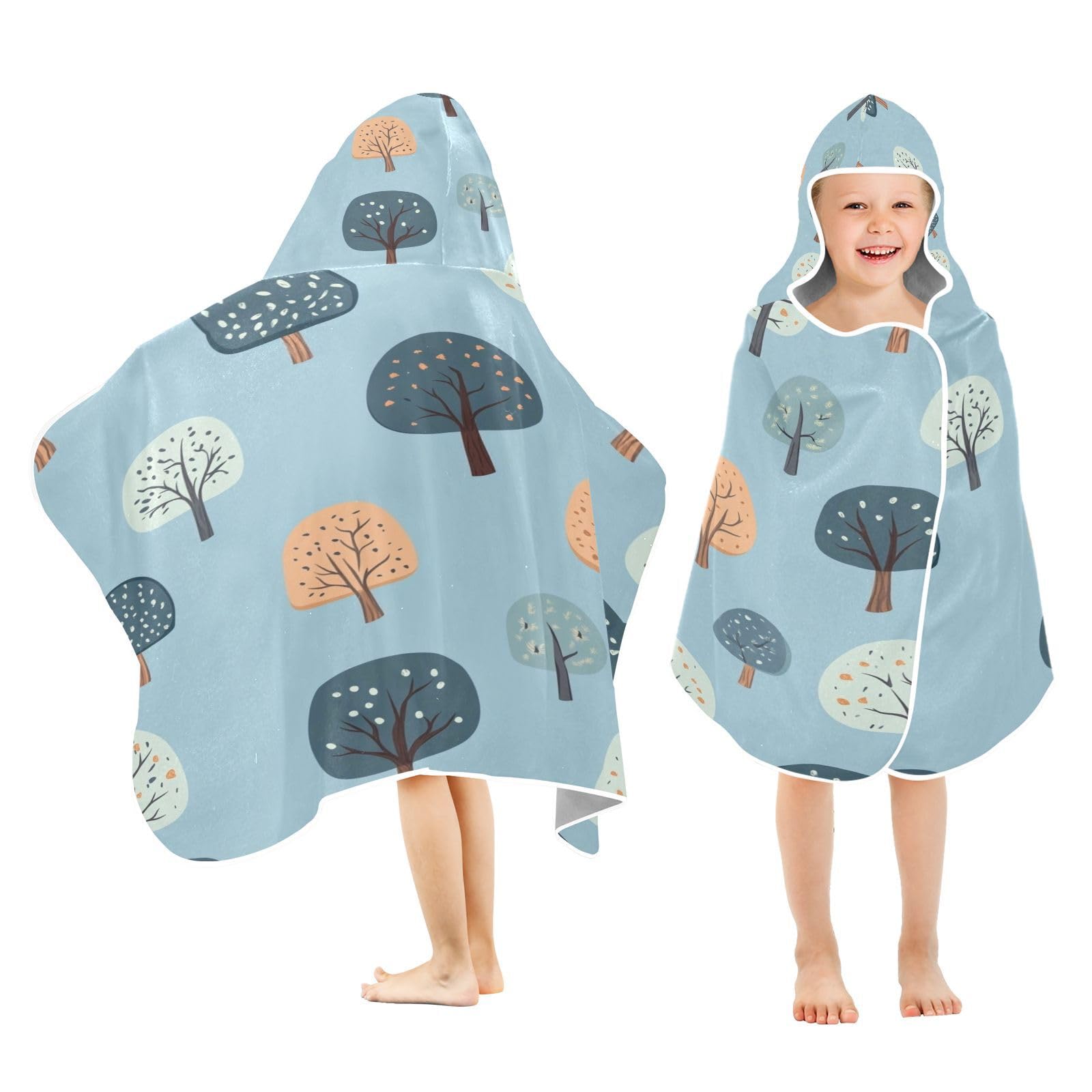 Kigai Cartoon Tree Hooded Beach Towel for Kids Soft Absorbent Quick Dry Bath Towel with Hood Lightweight Toddler Shower Pool Bath Wrap for Boys Girls