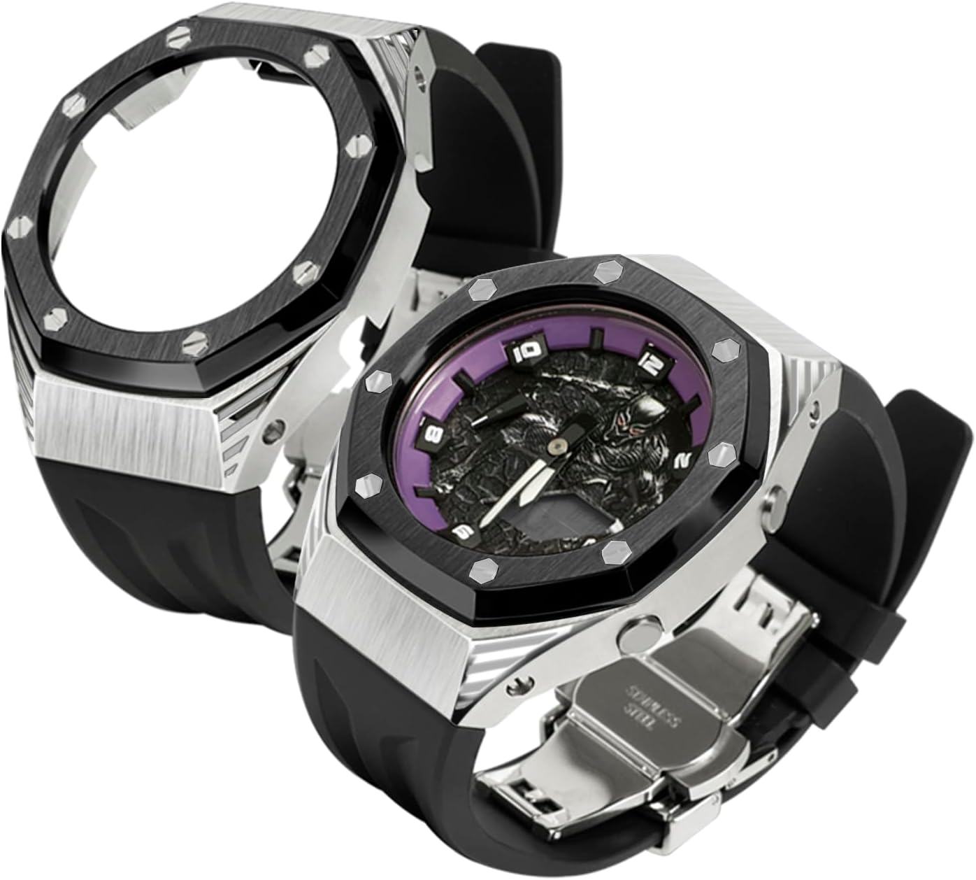 Neuupesen パンサースタイル ステンレススチールケース フッ素ゴムストラップ付き – メンズ腕時計用改造キット Gshock GA-2100/GA-2110/GM-2100 Amazonで販売中 Neuupesen パンサースタイル ステンレススチールケース フッ素ゴムストラップ付き – メンズ腕時計用改造キット Gshock GA-2100/GA-2110/GM-2100 Amazonで販売中