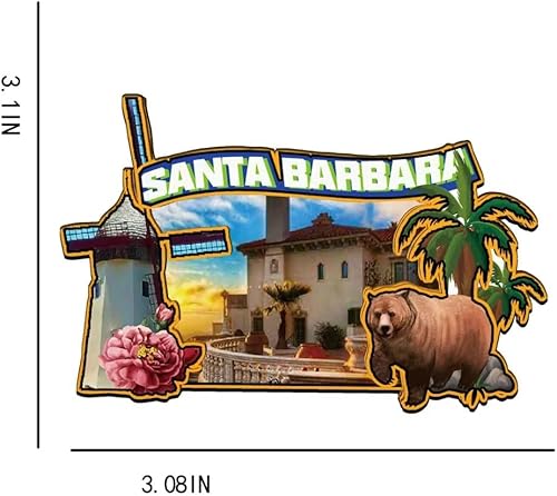 Miniatura 3 de Imán de madera para nevera de Santa Bárbara California USA Monumentos 3D de viaje coleccionables, decoración hecha a mano, 1802