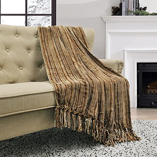 Home Soft Things Multi Color Crystal Chenille Throw Blanket, 50" X 60", Camel/Coffee All-Season Home Decor Blankets For Living Room Sofa Couch Chair Bedroom Bed #TOP1