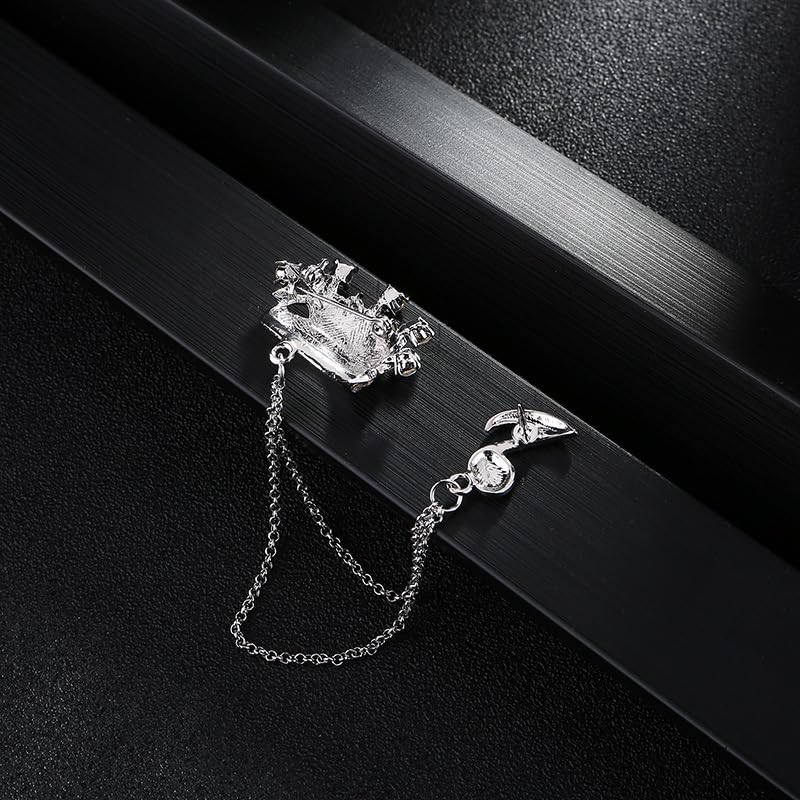 Image of coadipress Crown With Hanging Chain Brooch for Women Men Elegant Gentlemen Gold Silver Crystal Crown Lapel Pin Vintage Rhinestone Wedding Brooch Suit Shirt Pin Accessories