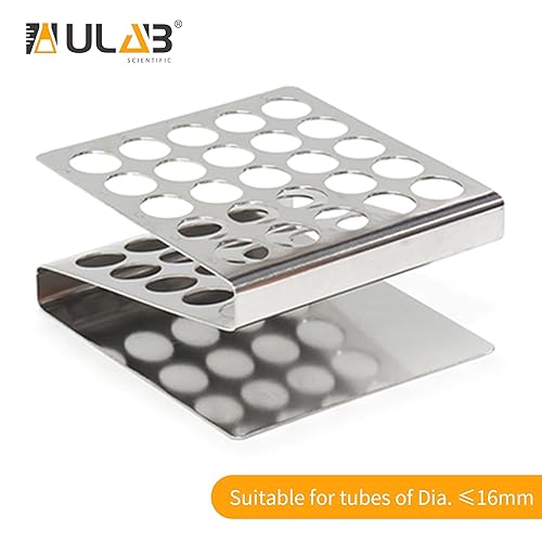 Miniatura 17 de ULAB Scientific - Estante de tubo de ensayo desmontable para tubos de diámetro ≤17mm, 50 agujeros, material de picos, paquete de 2, UTR1006