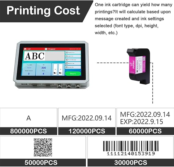 PEKOKO LBX2000 Industrial Online Inkjet Printer Automatic Batch Coding & Marking Machine for Date Code,QRcode,Barcode,Logo/Image,Serial Number,High-Resolution Alphanumeric Text Printing on Packages.