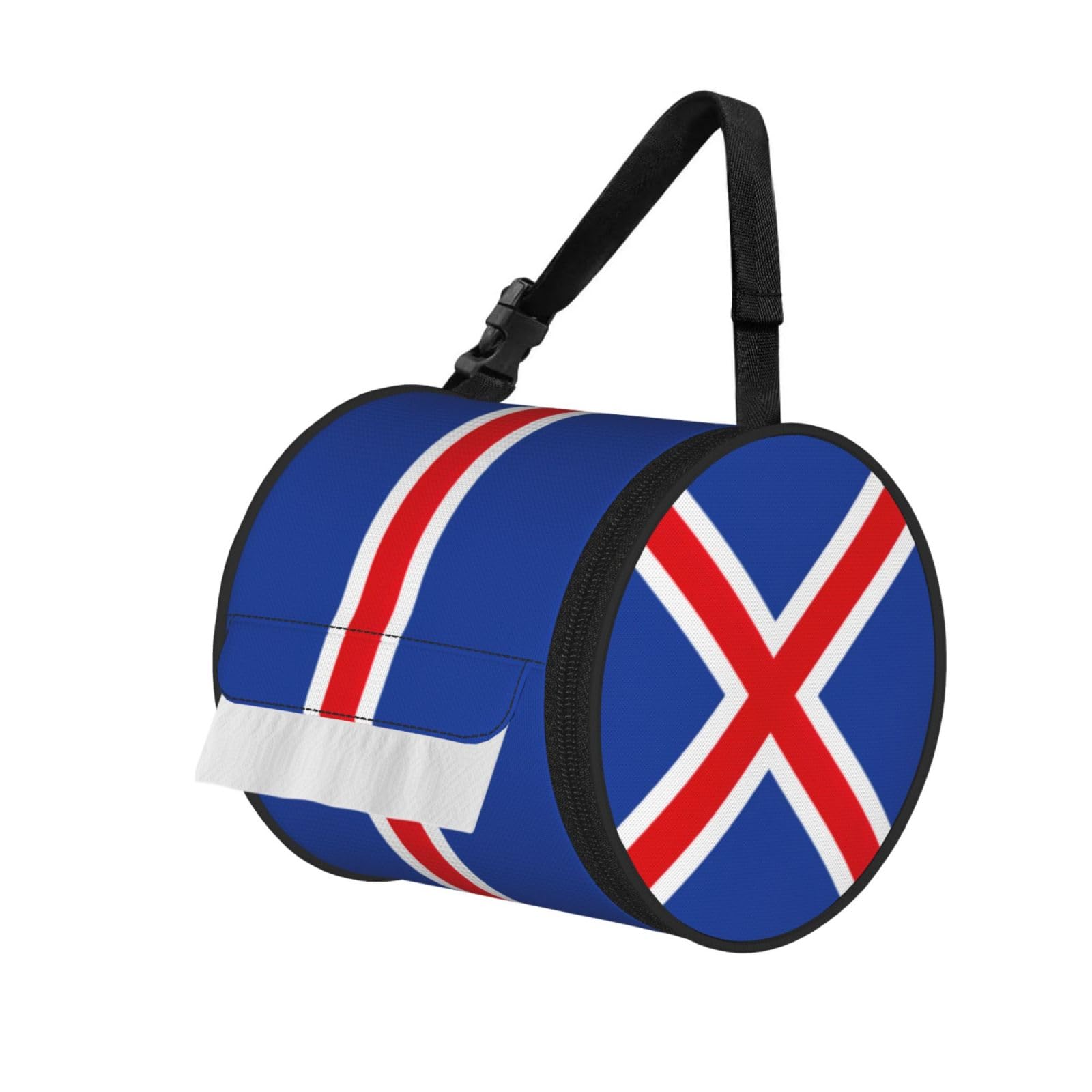 Flag of Iceland Printed Portable Tissue Roll Case, Standard-Size Fit, Oxford Cloth for Wall Camping Backpack