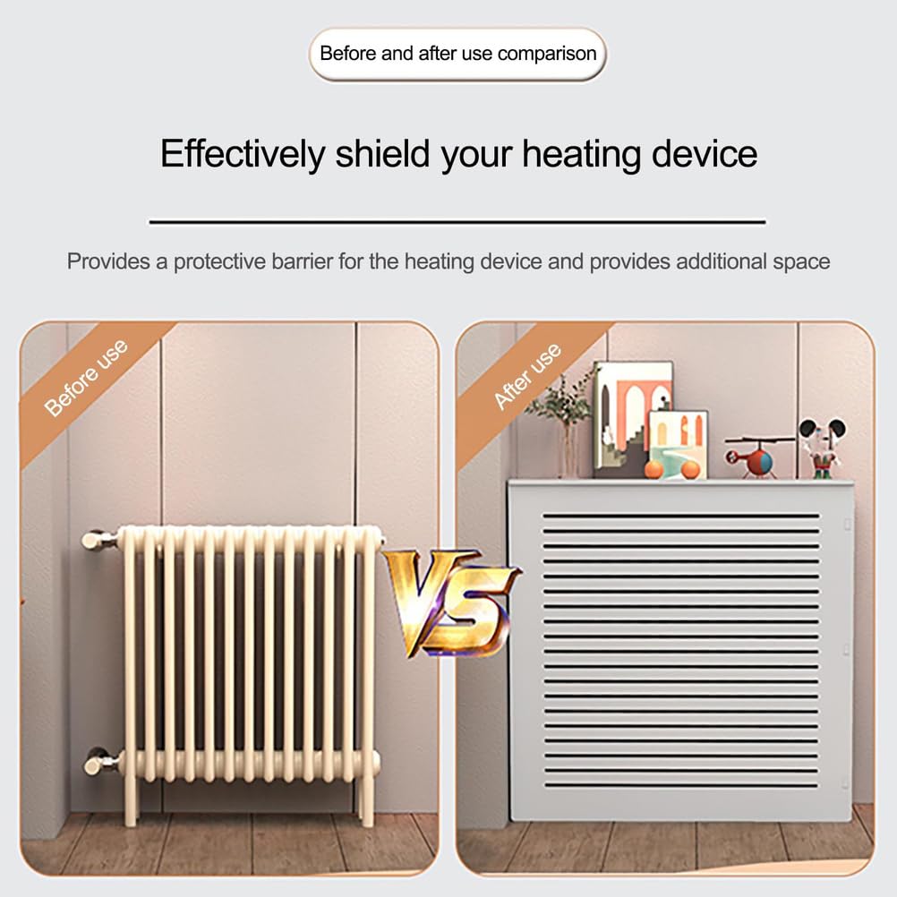 Generico Copritermosifone Moderno Personalizzabile e ripiano per mobiletto riscaldante, griglia a persiana Bianca per Arredamento casa, 60x90x15 cm - Soluzione di Riscaldamento Elegante e sicura