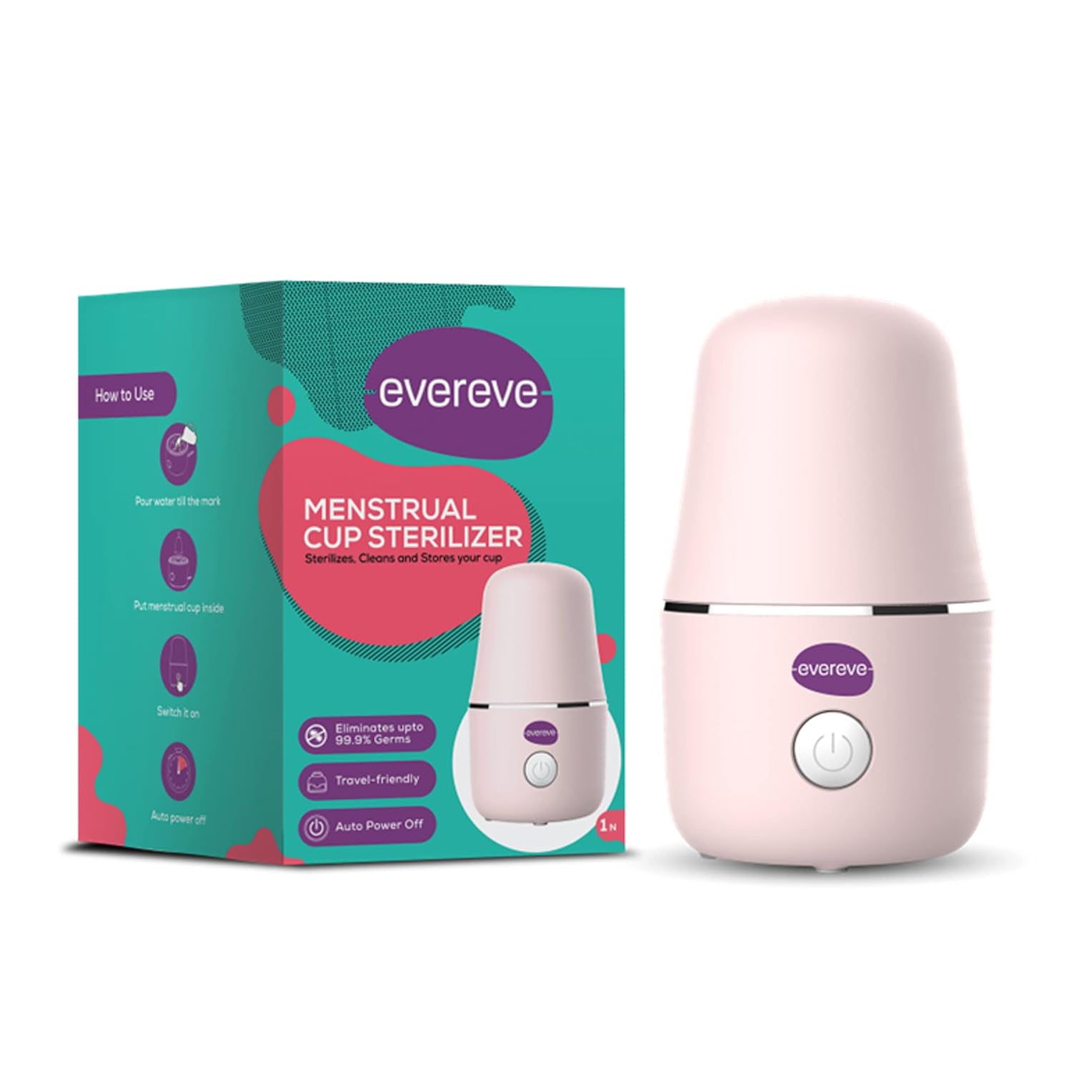 Evereve Menstrual Cup Steam Sterilizer,For Cleaning & Stores The