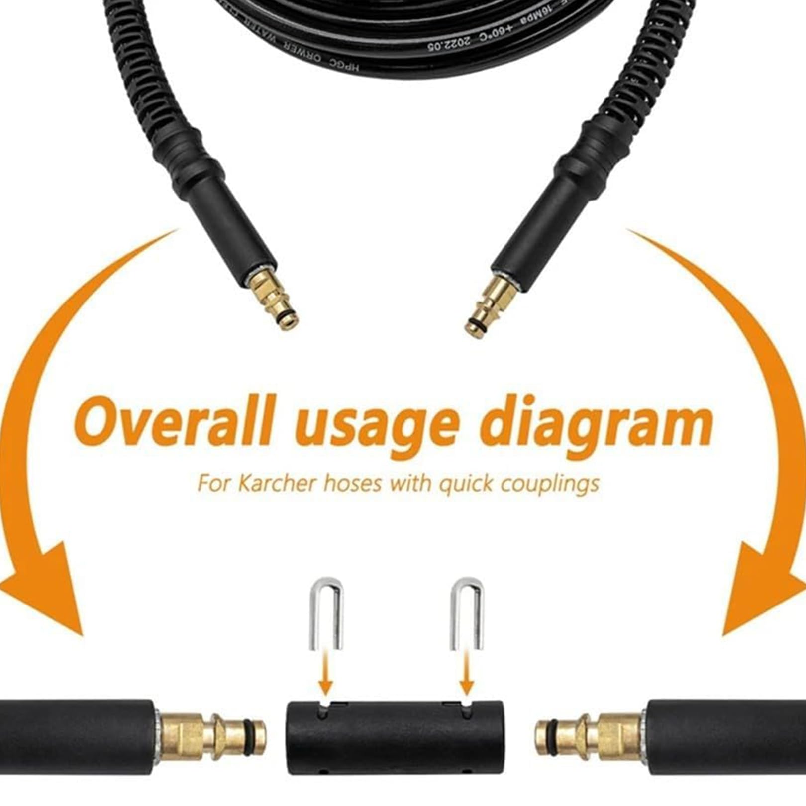 Raccord de tuyau haute pression - Adaptateur de rallonge de tuyau haute pression - Pour Kärcher K2, Clic, K3, K4, K5, K6, K7, séries 2.641-721.0