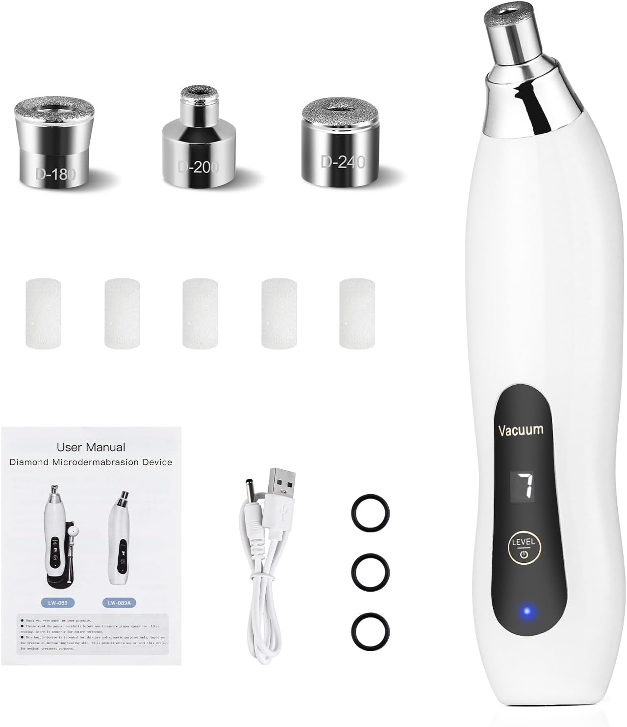 Diamond Microdermabrasion Machine, 7 Suction Modes Professional Microdermabrasion Machine, 60KPg Blackhead Remover Portable Microdermabrasion Device for Personal Home Travel Use