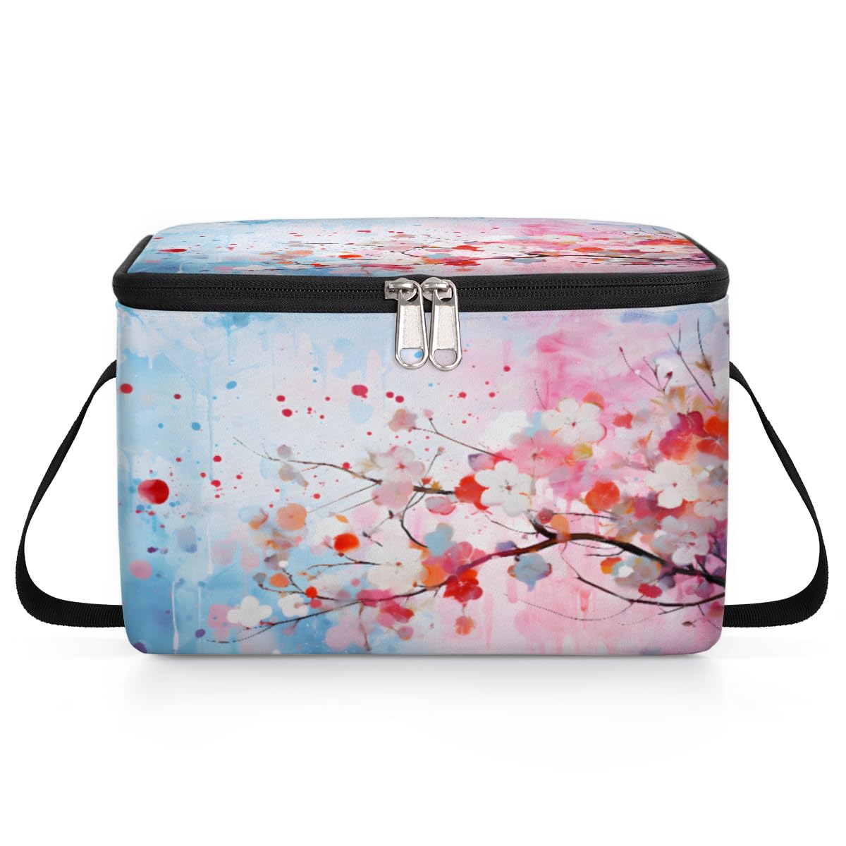 Watercolor Flowers Lunch Bags for Women Men 9 Cans, Hot & Cold Food Delivery Bag Insulated Grocery Bag Insulated Lunch Box Colorful Floral Cooler Bag for Office Work Picnic Beach