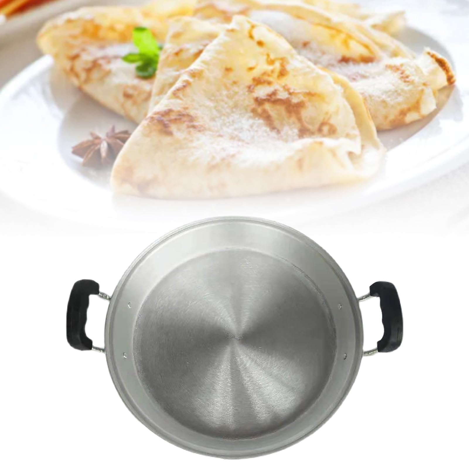 Patelnia z podwójnym uchwytem, ​​pogrubiona aluminiowa patelnia z płaskim dnem i powłoką nieprzywierającą, do gotowania i grillowania na skroplonym gazie