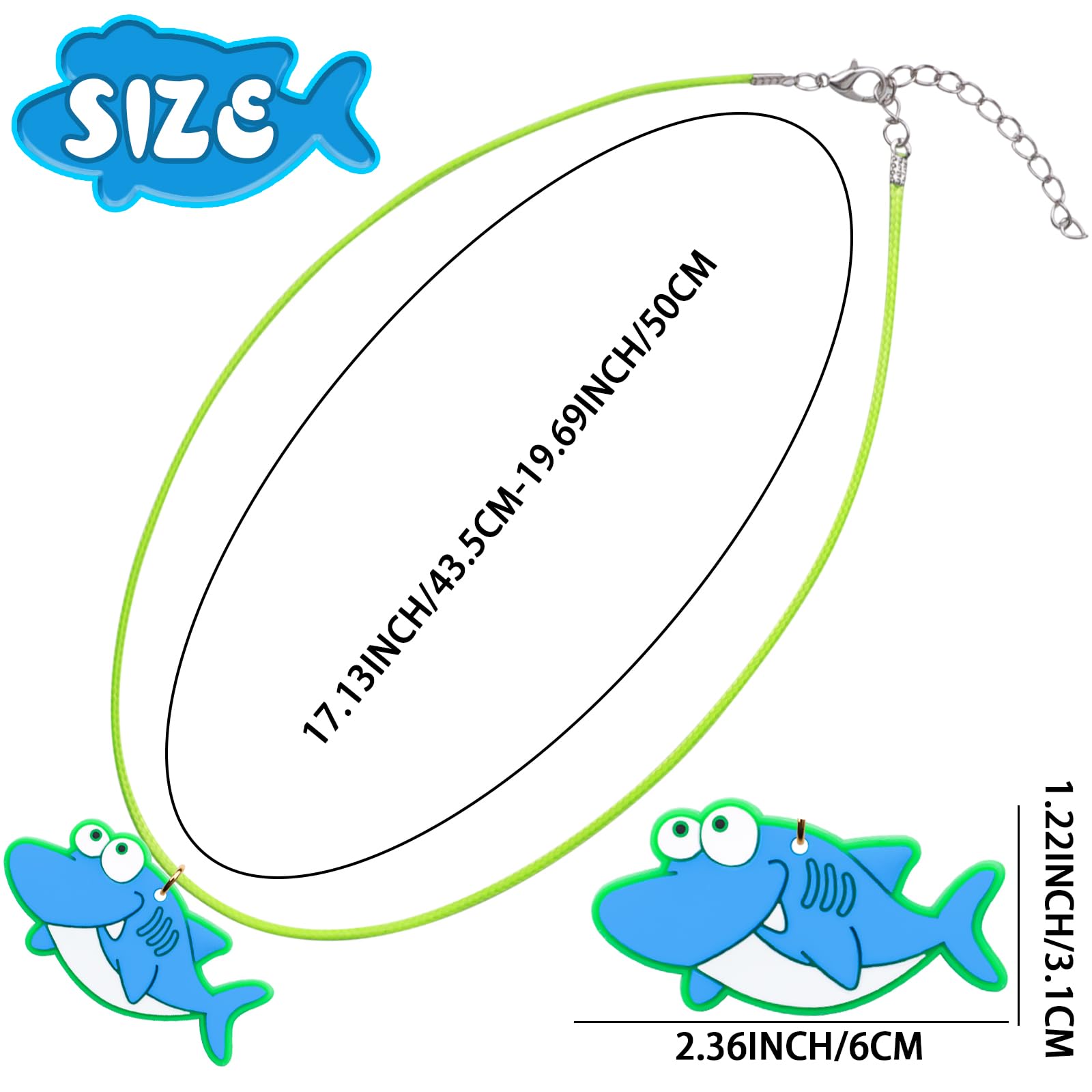 HLenyoy 24 Pcs Kids Shark Necklaces Adjustable Necklaces for Boys Girls Colourful Cute Dress Up Party Decorations(shark) - Image 2