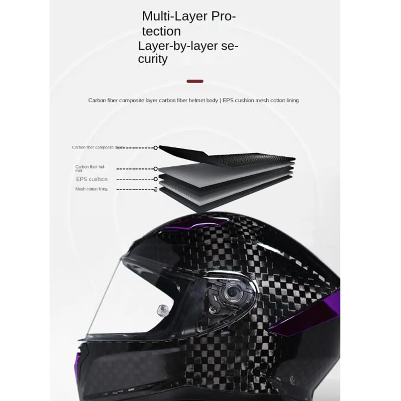 Casco Moto in Fibra di Carbonio, Casco Moto Integrale con Ala Posteriore, Casco Moto da Strada omologato DOT/ECE per Uomo Donna
