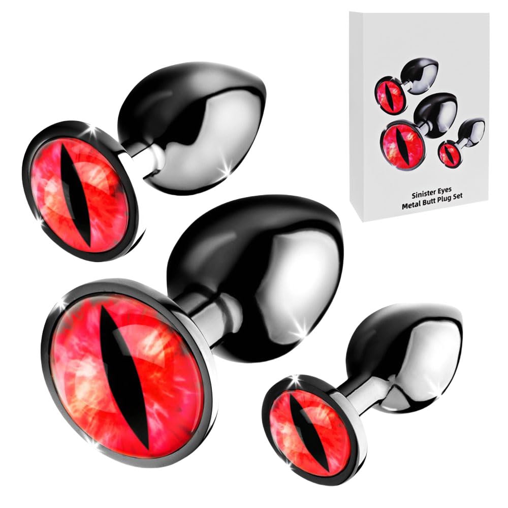 BeHorny Butt Plug Set, 3-Piece Metal Anal Plug Set with Gift Box
