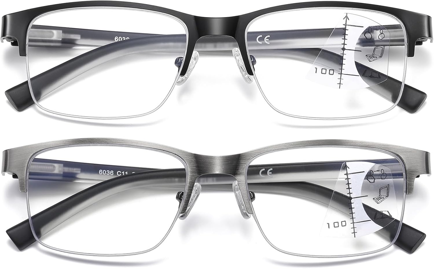 Men Progressive Multifocus Reading Glasses No-Line Bifocal Transition Blue Light Computer Multifocal Readers - Image 8