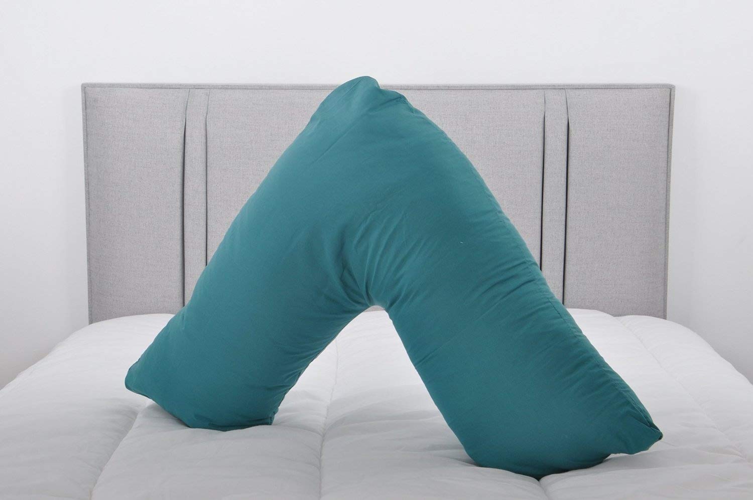 Lancashire Bedding Teal Premium Orthopaedic V Shape Pillow Hollowfibre Filled Nursing Pregnancy Pillow With Cover Back Neck Support Cushion Home Improvement Accesories