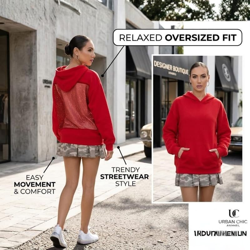 Image of Women's Hooded Sweatshirt with Mesh Back Panel | Full Sleeve Casual Hoodie for Winter & Streetwear