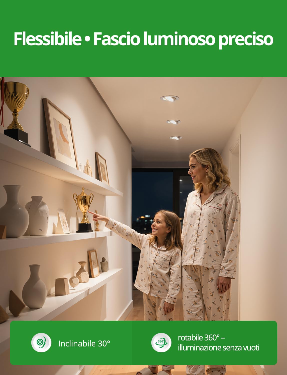 HOMEOW Faretti da Incasso per Cartongesso Bianco Dimmerabili | Faretti LED Soffitto 230V IP44 per Bagno, Faretto foro 72mm - 80mm Interno Cusina, Set di 10 + 1 Módulo LED Sostituibile