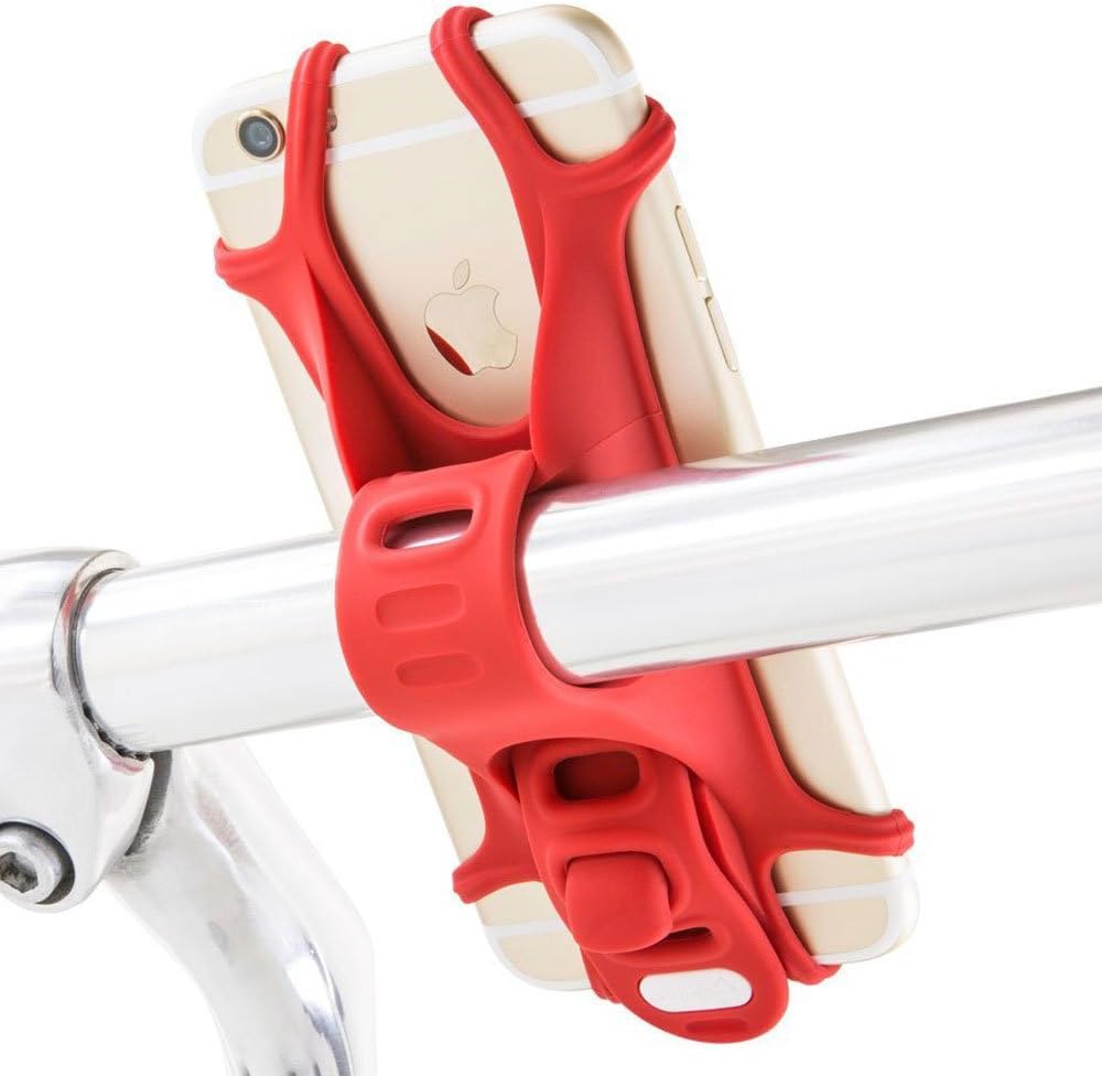 Universal Bike Phone Holder, Bicycle Handlebar Stroller Cell Phone Mount for iPhone 8 Plus 7 6S 5 SE Samsung Galaxy S8 S7 Note 6, 4 to 6 Inch Android Smartphone, Bike Tie Series - Red